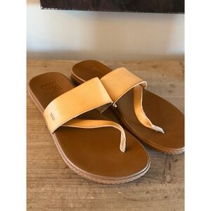 Reef Cushion Vista Hi Tan Brown Leather Thong Sandals Womens Size 10